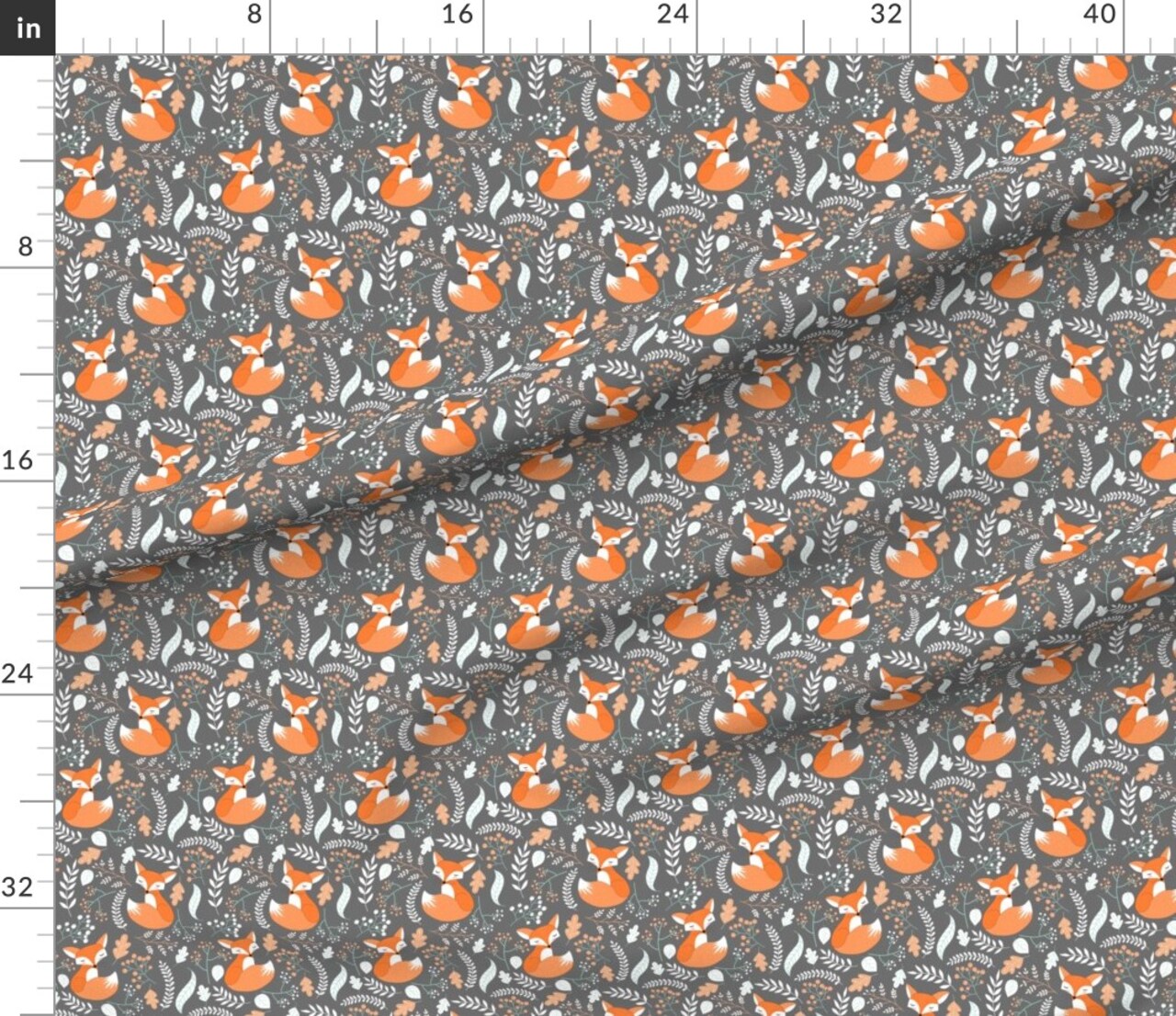 Fox Foxes Gray Stone Nursery Woodland Animals Kids Childrens Animal Forest Custom Printed Fabric by Spoonflower Various Fabrics by the Yard or Fat Quarter